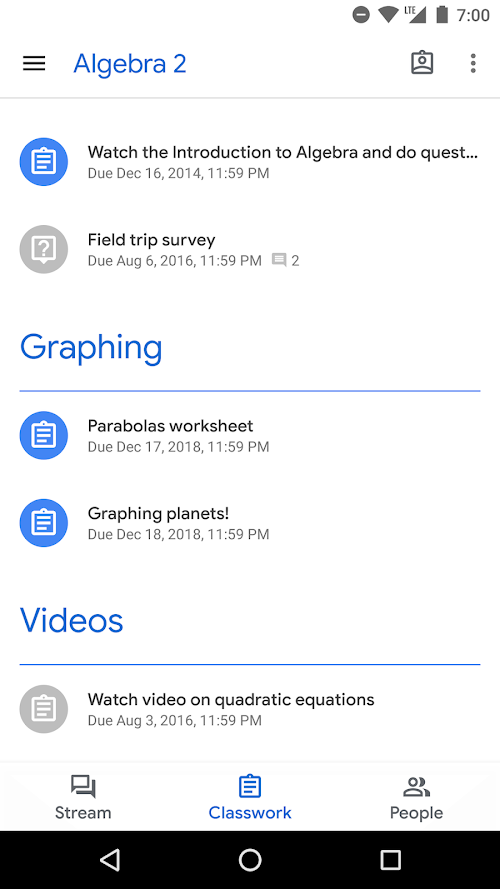 Google Classroom  Screenshots